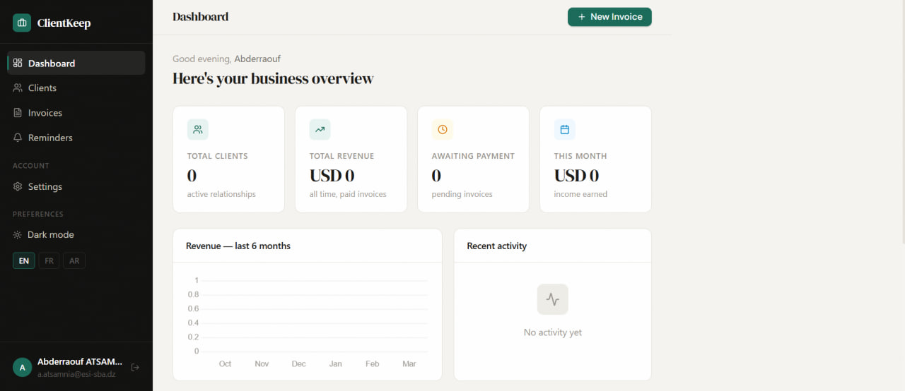 ClientKeep — Clients List
