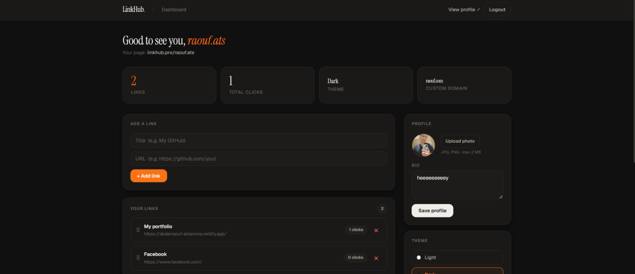 LinkHub Pro — Dashboard