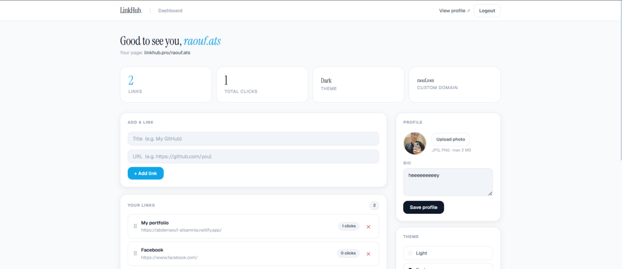 LinkHub Pro — QR & Share Modal